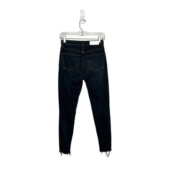 RE/DONE High rise ankle crop stretch navy raw hem size 24 - Picture 2 of 7